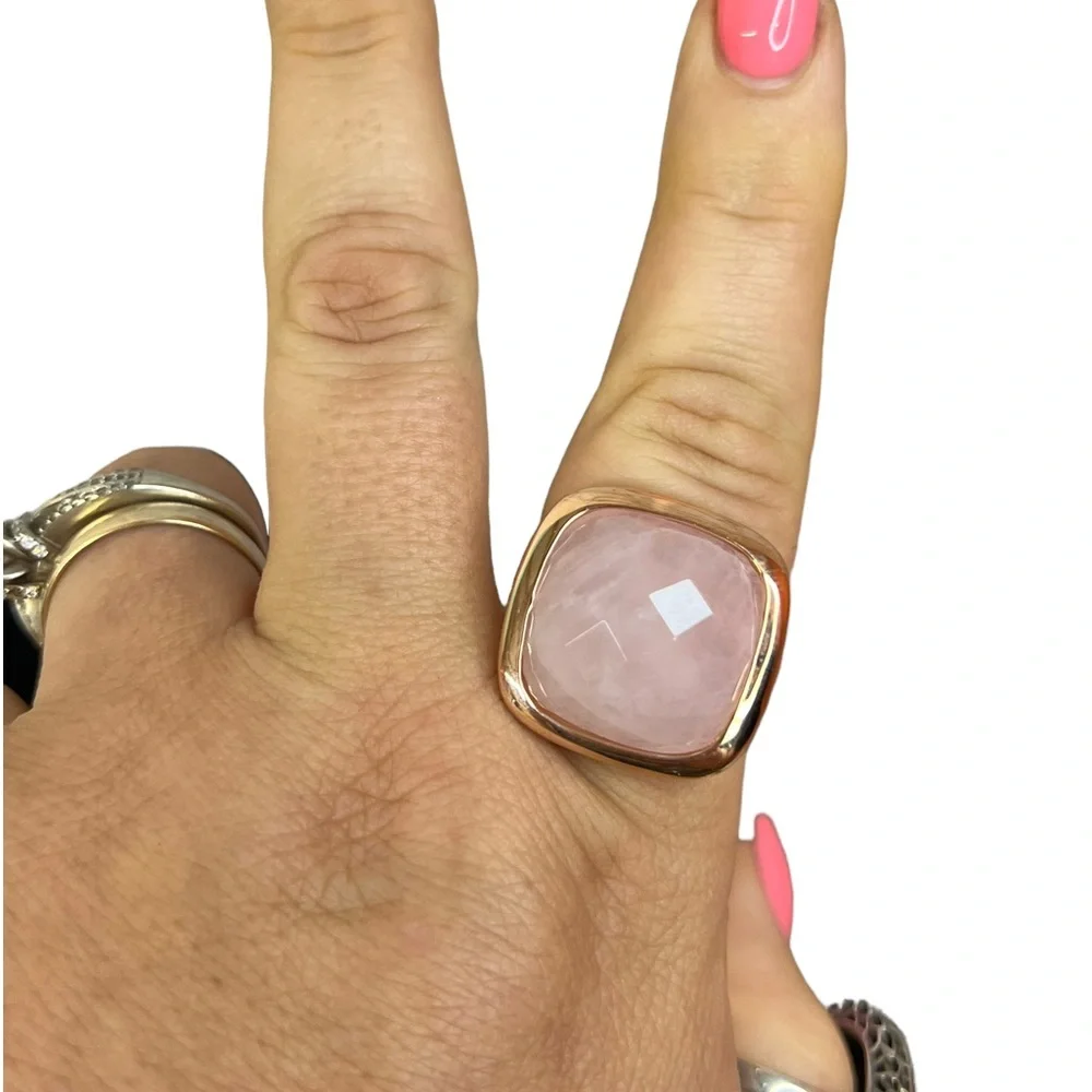 Bronze Milor Italy size 10 Rose Quartz ring - Picture 1 of 5